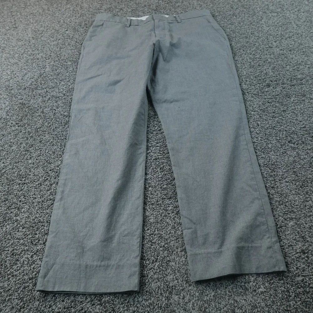 J Crew Pants Mens 33X26 Gray Bowery Slim Chino Trouser Flat Front Stretch Preppy